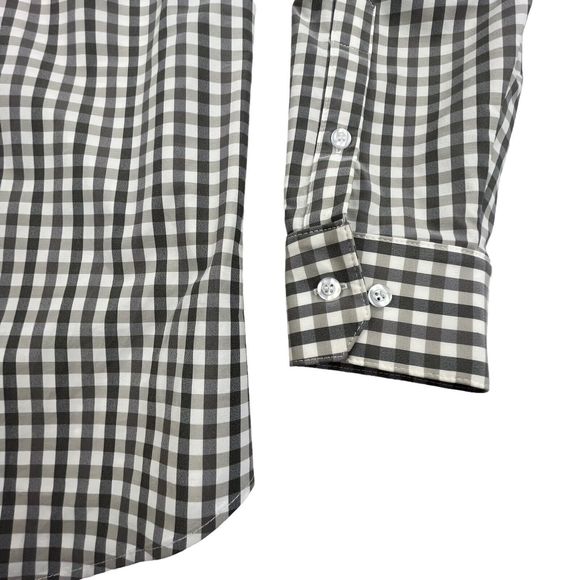 Mizzen + Main Shirt Men XL Gray Check Long Sleeve Collared Stretch Trim Fit - Picture 7 of 12